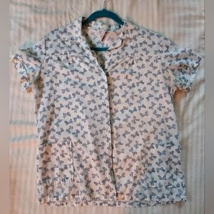 Vintage button up shirt with bow pattern